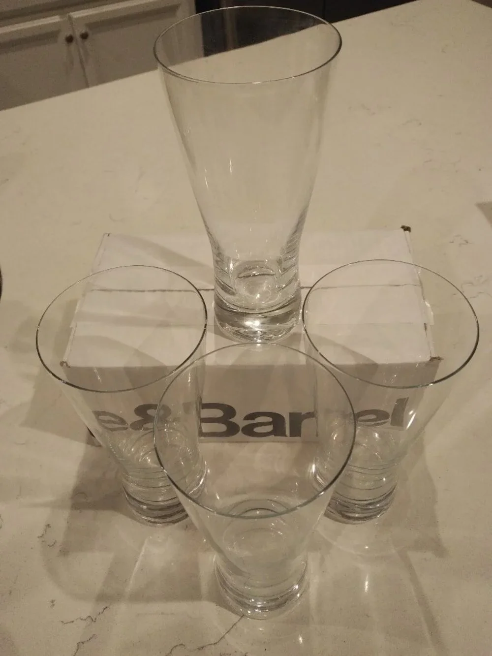 Crate & Barrel Pilsner Beer Glasses - Never Used - Set of Four